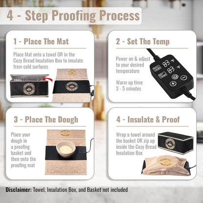 Cozy Bread® Sourdough Bread Proofing Mat for Home Bakers | USA Brand | Thermostat Controlled Bread
