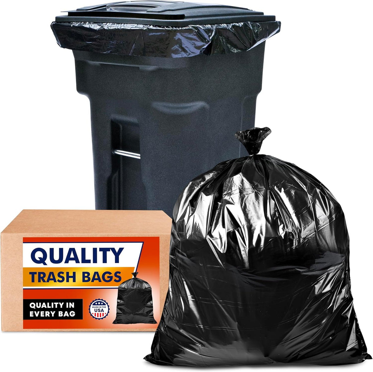 Veska 95-96 Gallon Trash Bags Heavy Duty, (ValuePack 25 Bags w/Ties) 100 Gallon Extra Large Trash