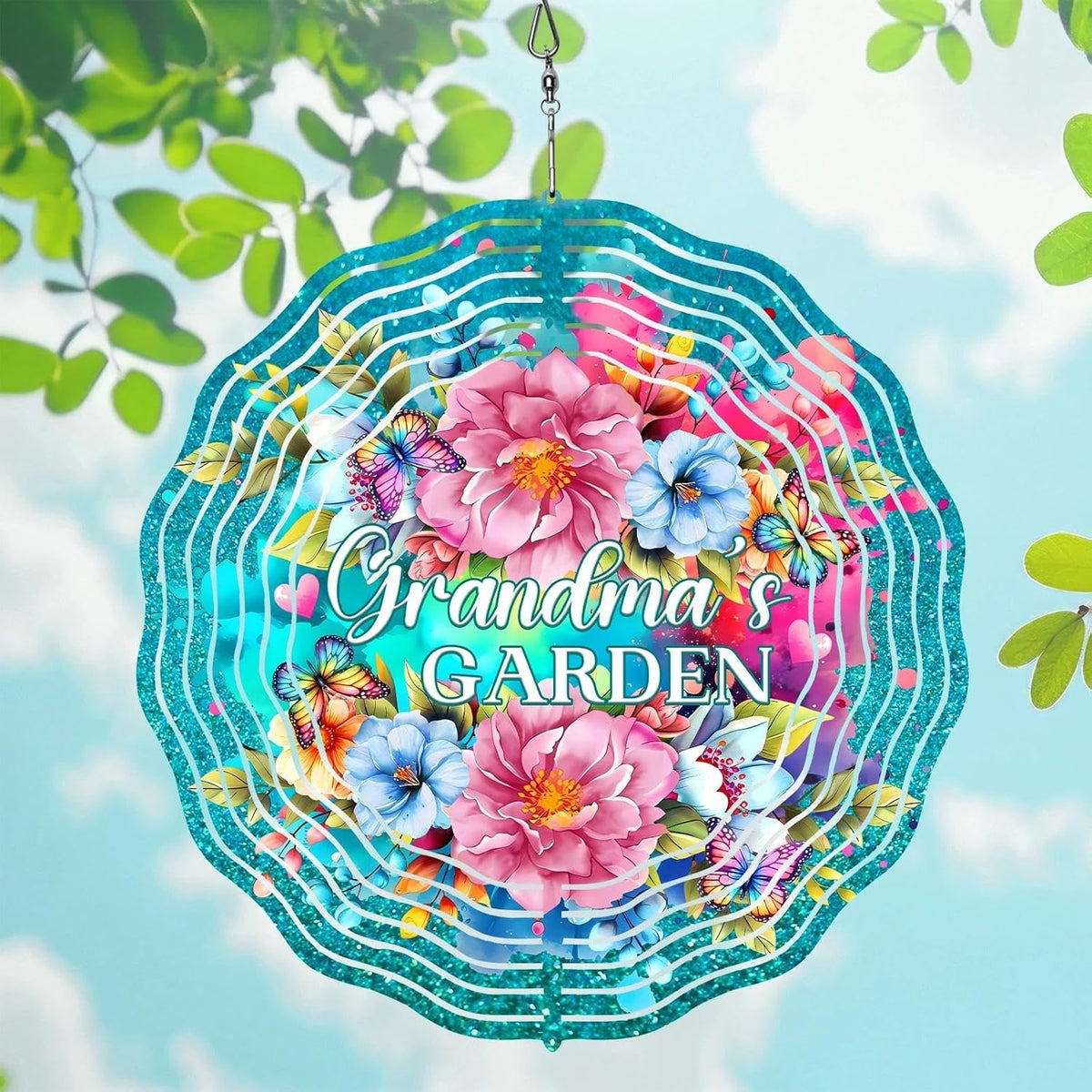 Grandma Gifts for Christmas - Garden Decor Wind Spinner Outdoor 12-Inch 3D Kinetic Stainless Steel