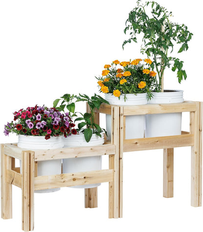 Greenes Fence Two-Tiers Four Bucket Elevated Cedar Wood Garden Frame, 54 in. x 16 in. x 30 in.