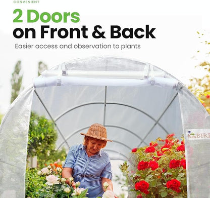 KING BIRD Premium 15x6.6x6.6FT Greenhouse for Outdoors, Large Walk-in Upgraded Galvanized Metal