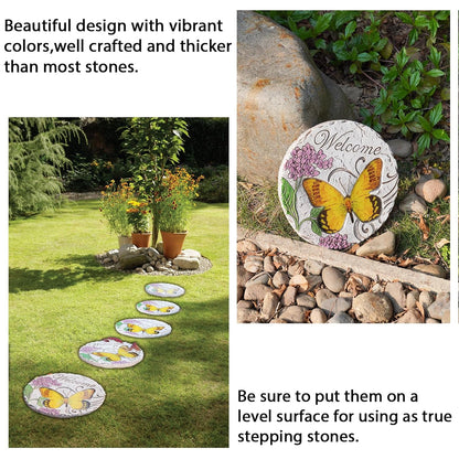Garden Décor Stepping Stones Outdoor - Resin Butterfly Decorative Stone Bright Color Memories
