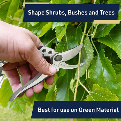 Kings County Tools 8" Steel Bypass Pruner | Spring-Loaded Snap Catch | Cast Aluminum with Rubber