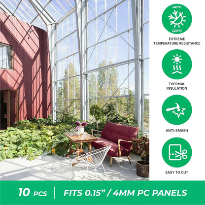 Polycarbonate Greenhouse Panels (H Connectors) - 0.15" Thick, Fits 4mm Twin-Wall Polycarbonate