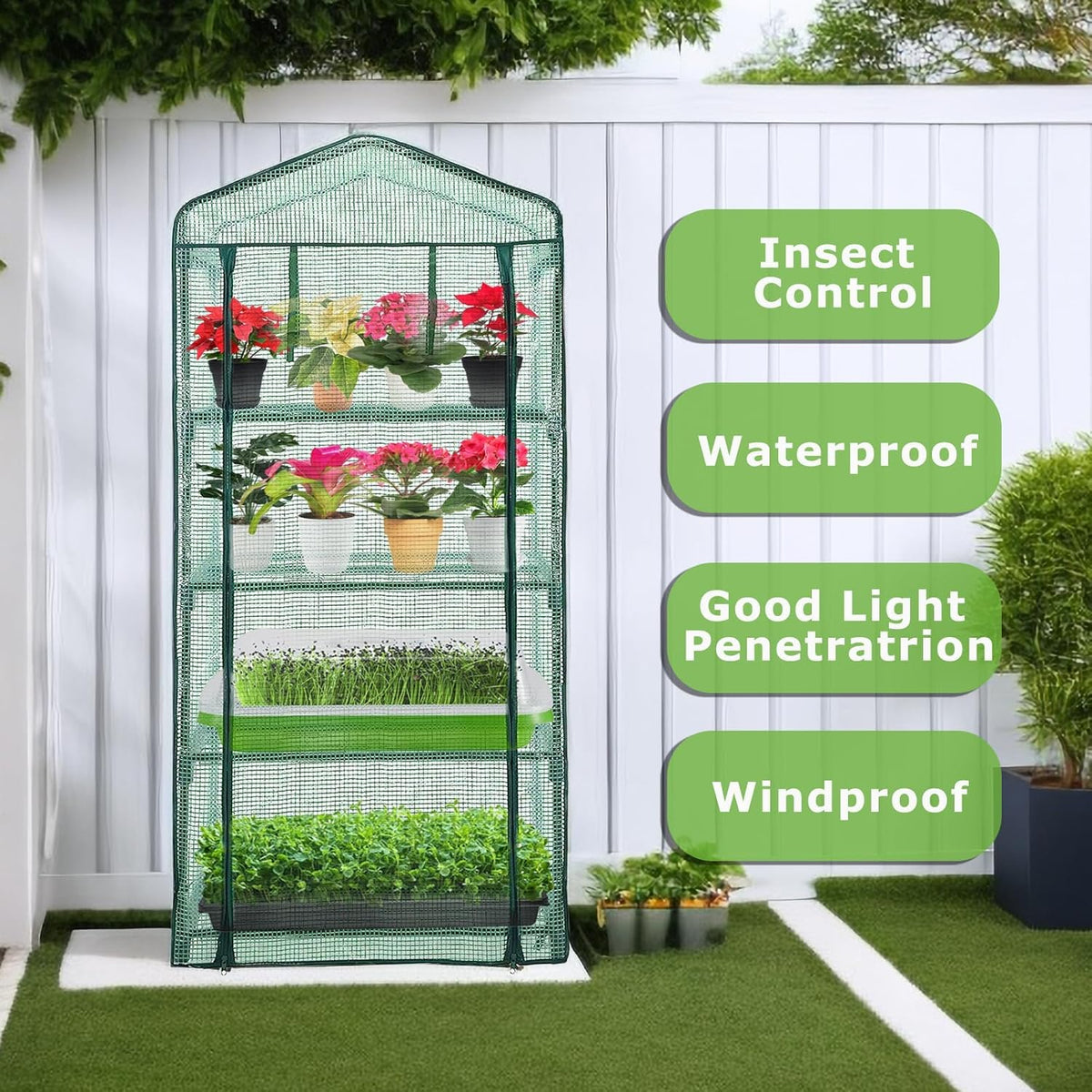 Mini Greenhouse for Indoor Outdoor,Plant Green House 4-Tier Rack Stand Portable Greenhouses with