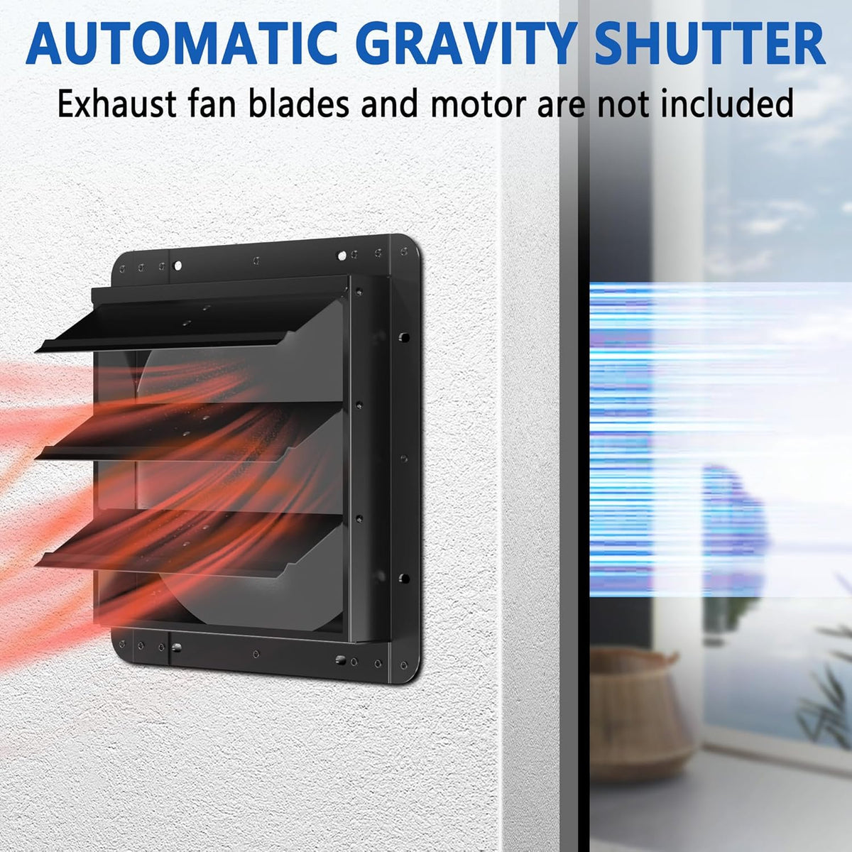 10 Inch Aluminum Automatic Shutter Louver Vent (No Fan Blades and Motor) for Home Attics