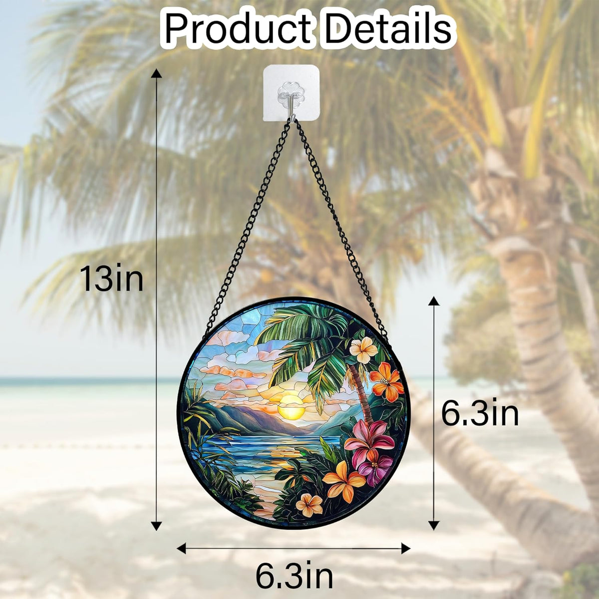 Stained Glass Window Hanging, Colorful Landscape Suncatcher for Doors Home Sun Catchers Decoration