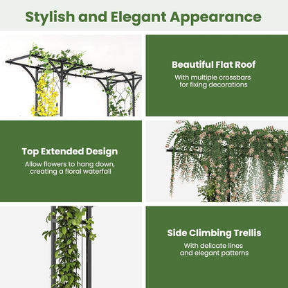 Moccha Garden Arbor, 6.8FT Metal Arbor Trellis for Climbing Plants, Roses, Vines, Outdoor Pergola