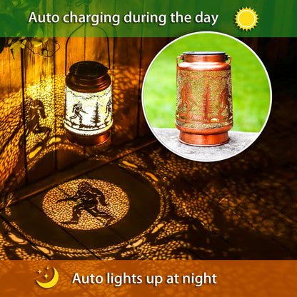Bigfoot Solar Lanterns Outdoor Waterproof Hanging Solar Lights Big Foot Sasquatch Gifts for Men