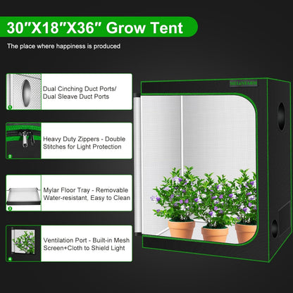 MELONFARM Small Grow Tent for Aerogarden，30”x18”x36” ，Hydroponics Growing System ，Highly Reflective