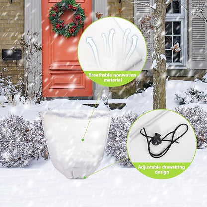 Svepndic 4 PCS Winter Plant Covers Freeze Protection,39X39 Reusable Plant Protector Bag with