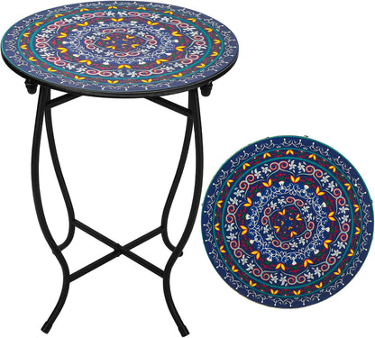Outdoor Metal Side Tables, 14" Round Patio Side Table, Weather Resistant Metal End Table Side Table