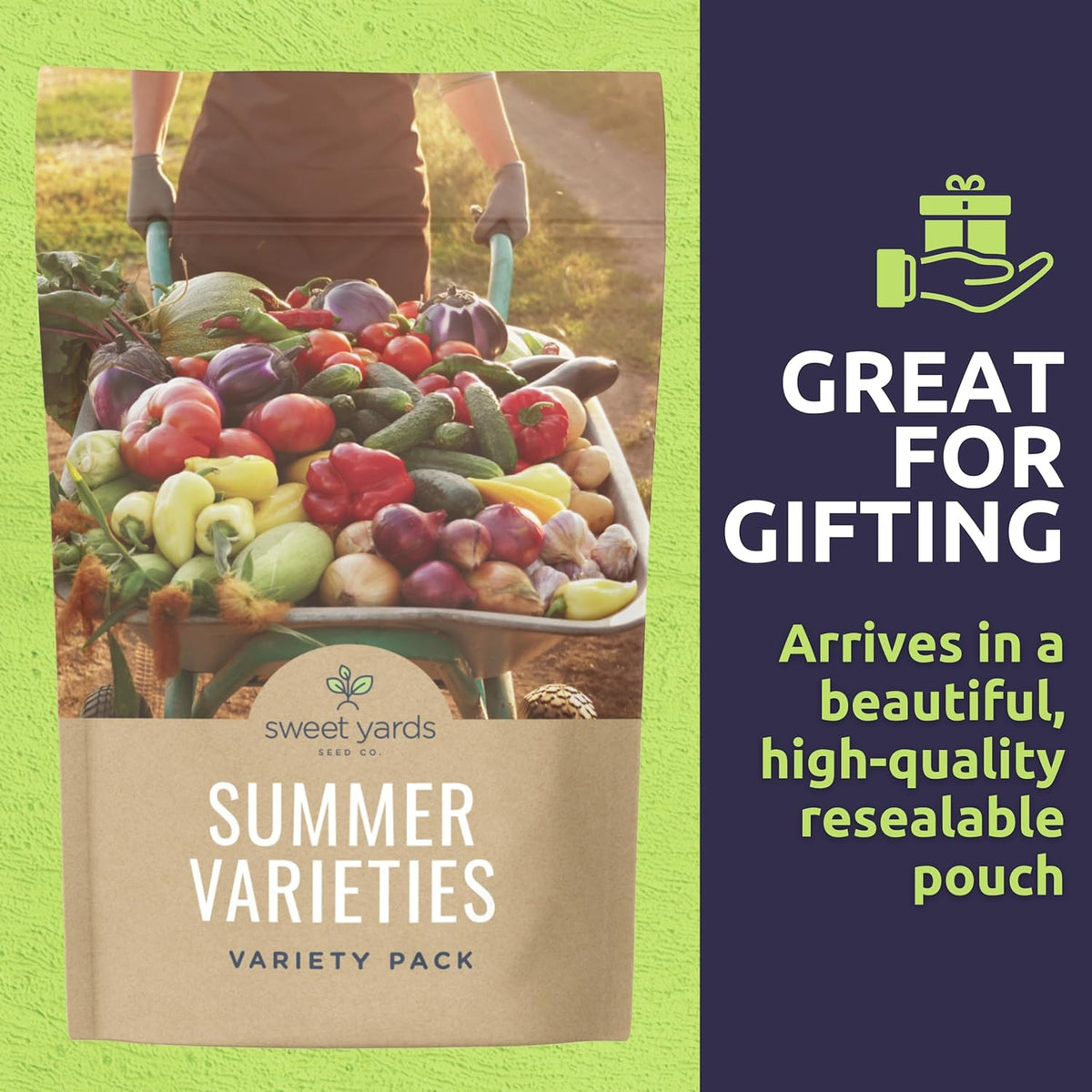Organic Summer Seeds Variety Pack - 12 Individual Packs - 2025 Season - Basil, Tomatoes, Cucumber