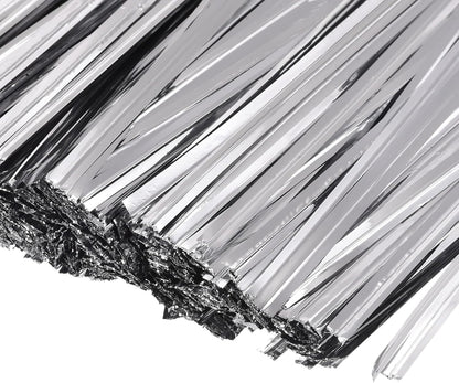 MECCANIXITY Foil Twist Ties 6" 15cm Metallic Plastic Closure Tie for Tying Bread, Candy, Cookies
