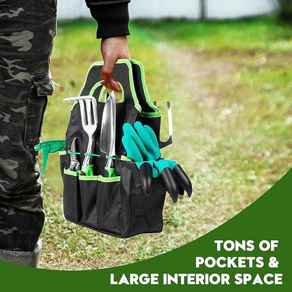 Heavy Duty Gardening Set, Featuring 9 Piece Durable Tools with Comfortable Non Slip Ergonomic