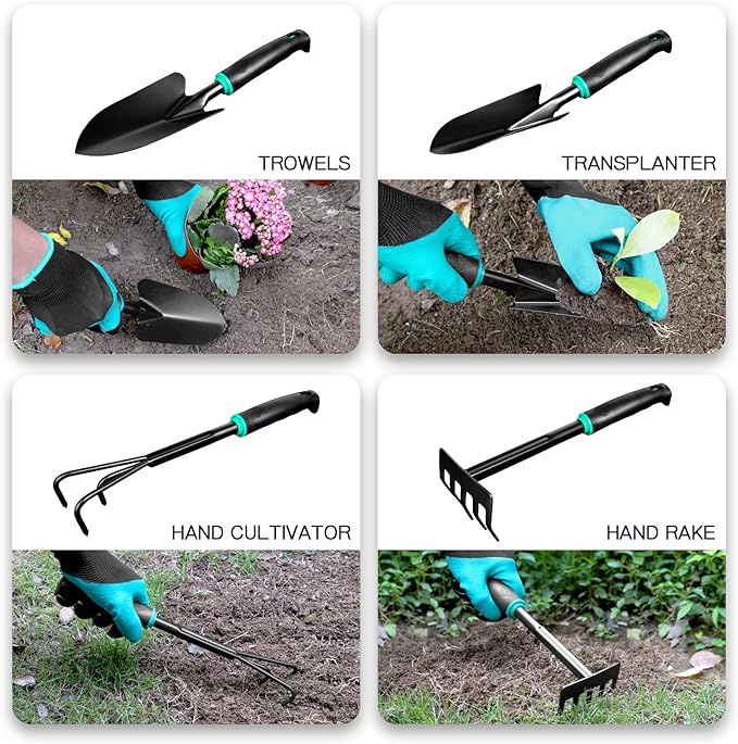 9 PCS Garden Tool Set Kids Gardening Tool Kit for Digging, Planting and Pruning, Gardening Hand
