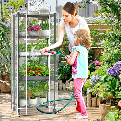 Mini 5-Tier Greenhouse for Indoor Outdoor, 23.2" L×13.4" W×61.4" H Portable Greenhouse with Clear