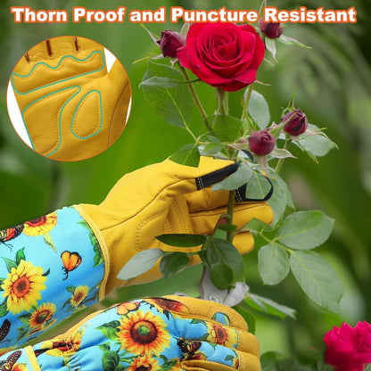 DLY Gardening Gloves for Women, Rose Gloves Gardening Thorn Proof, Long Garden Gloves for Women