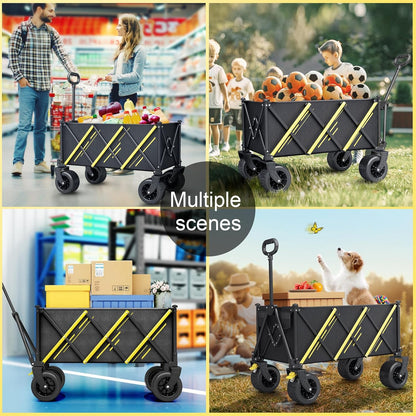 Wagon cart Foldable、Portable cart，Pets carts，with Large All-Terrain Beach Wheels and Drink Holder