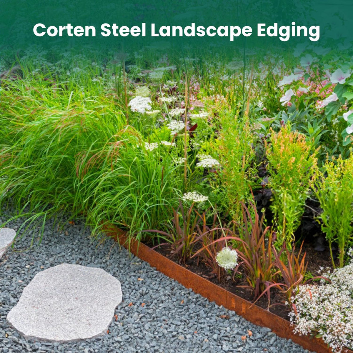Corten Steel Edging 5 Inch 10 Packs Steel Landscape Edging 40 Inch Strips Hammer in Landscape