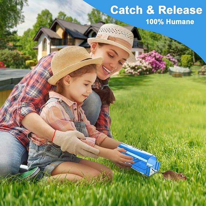 6 Pack Humane Mouse Traps No Kill, Catch and Release Live Mouse Trap Indoor for Home, Reusable Mice