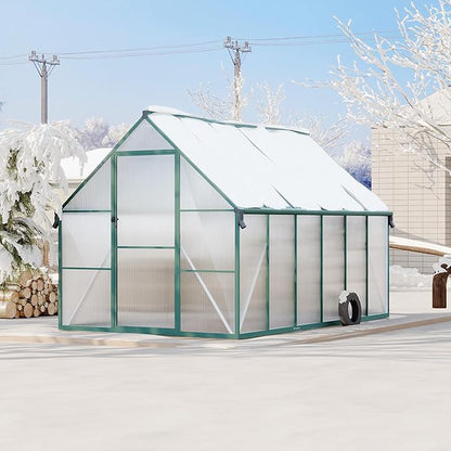 8'X12' Aluminum-Framed Polycarbonate Greenhouse, Heavy Duty Polycarbonate Greenhouse with Quick