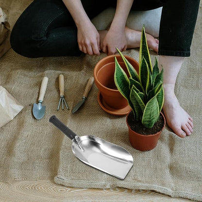 Kisangel Stainless Steel Square Shovel Small Gardening Hand Shovel Garden Hand Trowel Gardening