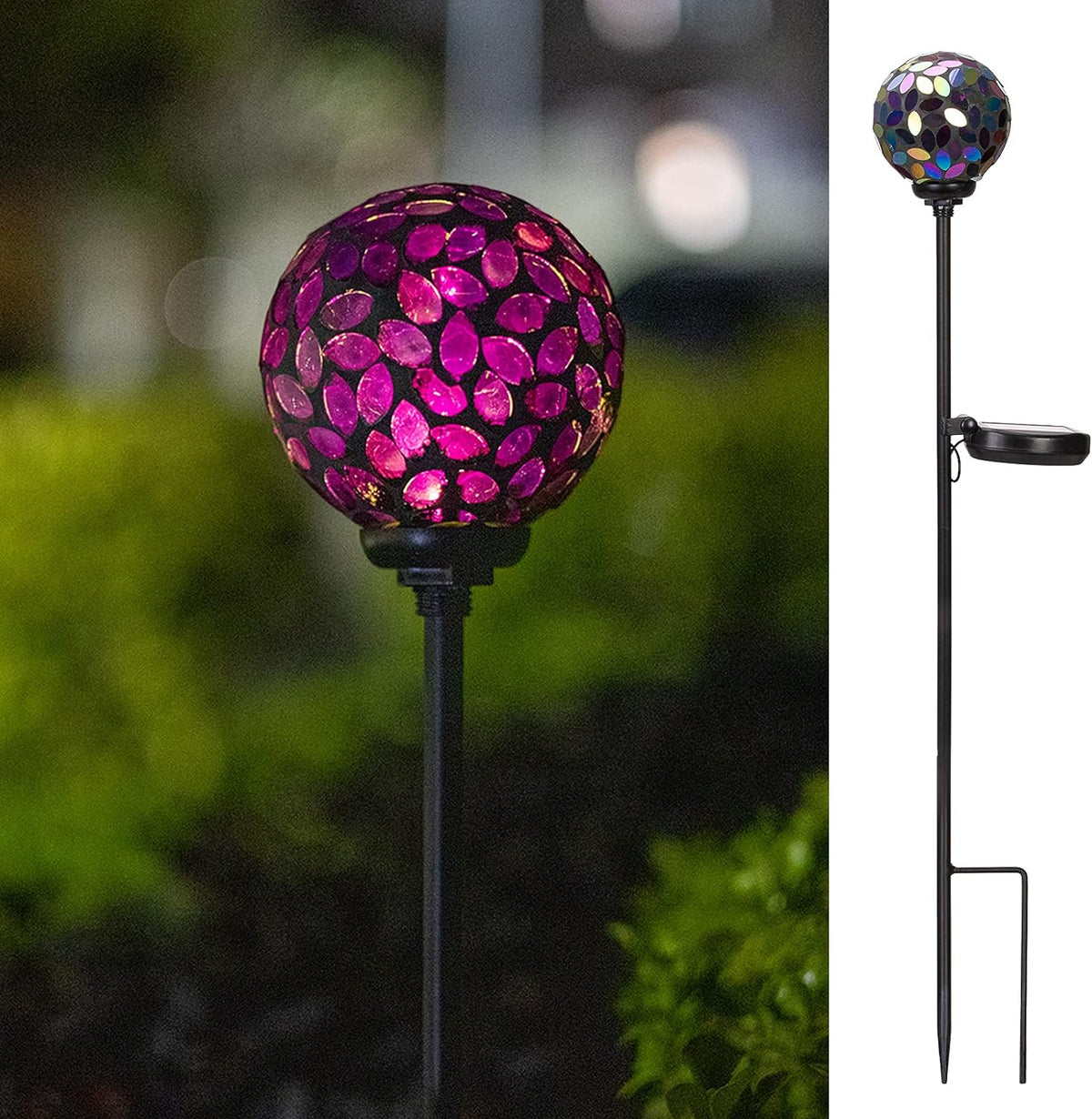 VCUTEKA Solar Lights Outdoor Decorative - Mosaic Solar Garden Light Waterproof LED Pathway Stake