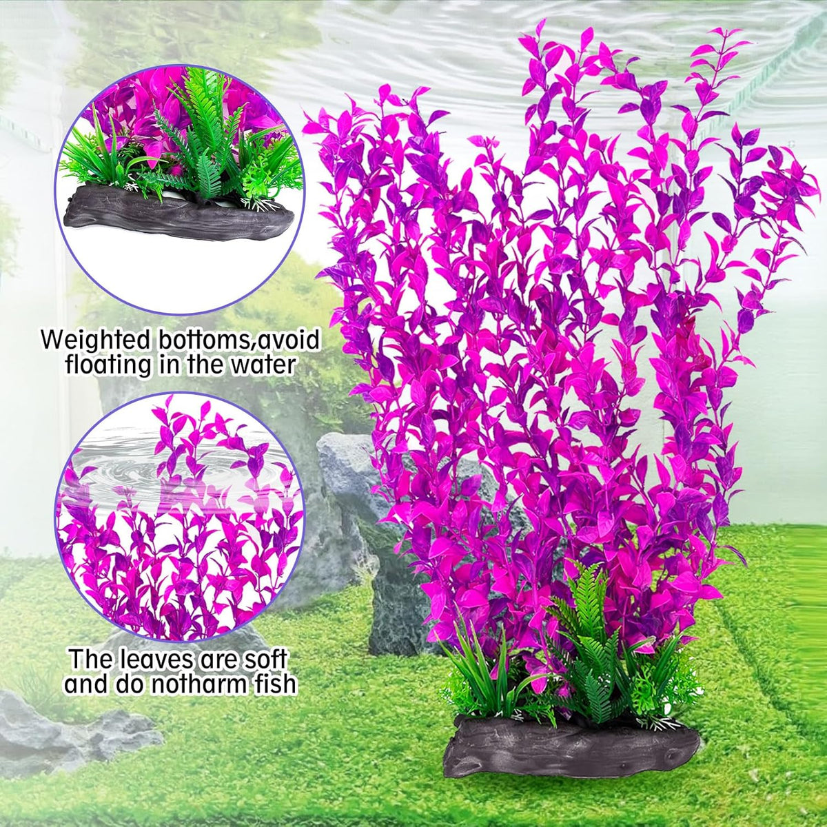 Hamiledyi Aquarium Plastic Plants Aquarium Decor Artificial Fish Tank Plants,Tall Fish Tank