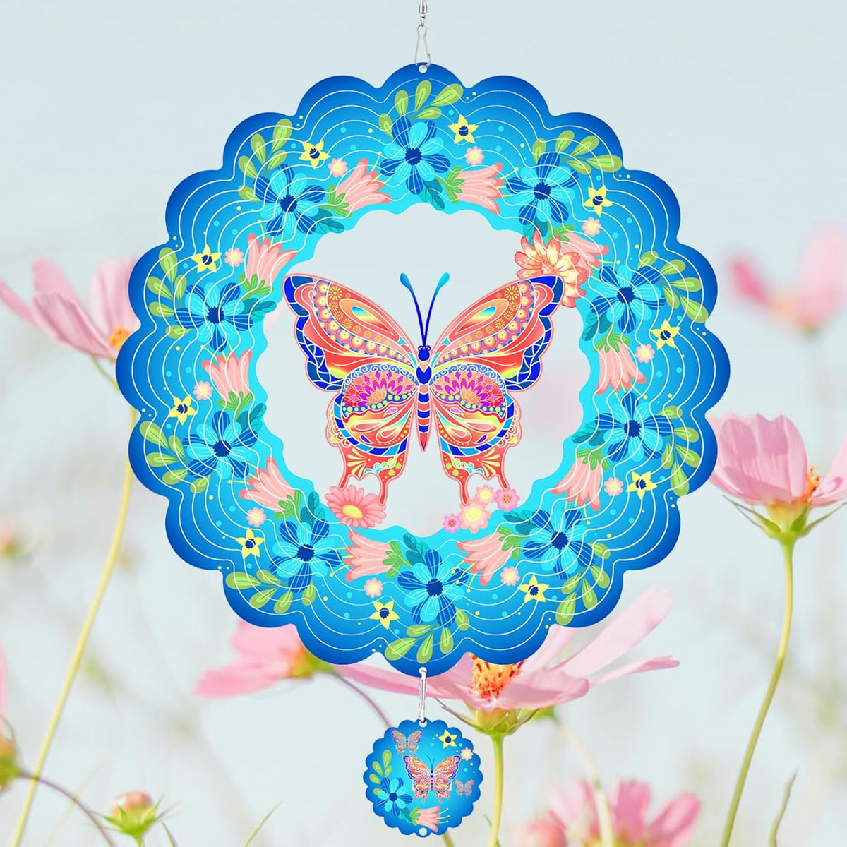 Butterfly Wind Spinners for Yard and Garden,12 Inch 3D Stainless Steel Hanging Kinetic Yard Art