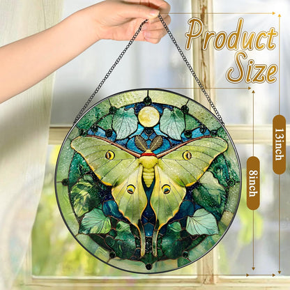 Luna Moth Sun Catcher, 8 Inch Stained Glass Suncatcher, Stained Glass Window Hanging, Luna Moth
