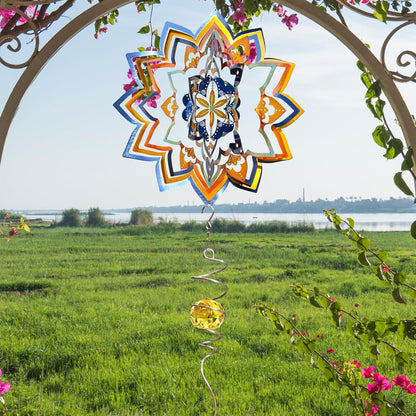 Mandala Wind Spinner - Starry Sky Design | 12-Inch Laser Cut Stainless Steel, Rustproof 3D Kinetic