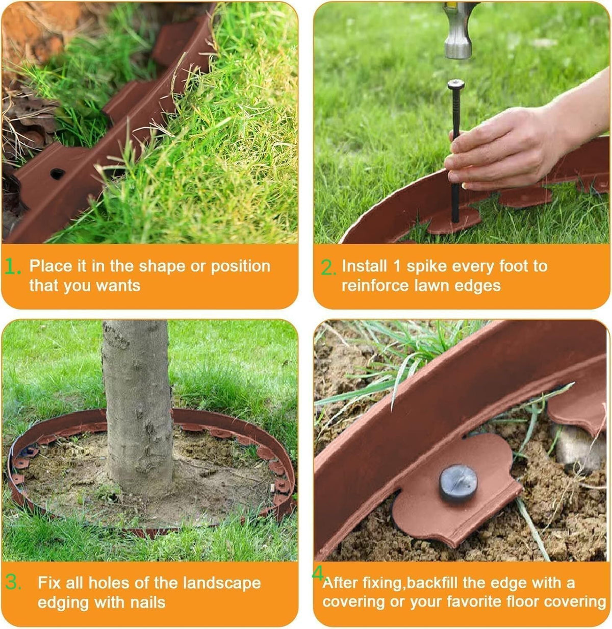 Landscape Edging Kit,33ft Garden Borders Edging Landscape Edging Border【4INCH Hight】 Flexible Lawn