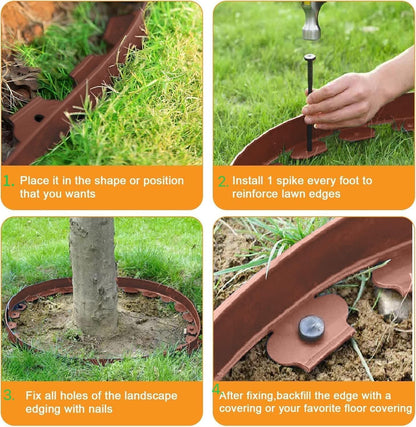 Landscape Edging Kit,33ft Garden Borders Edging Landscape Edging Border【4INCH Hight】 Flexible Lawn