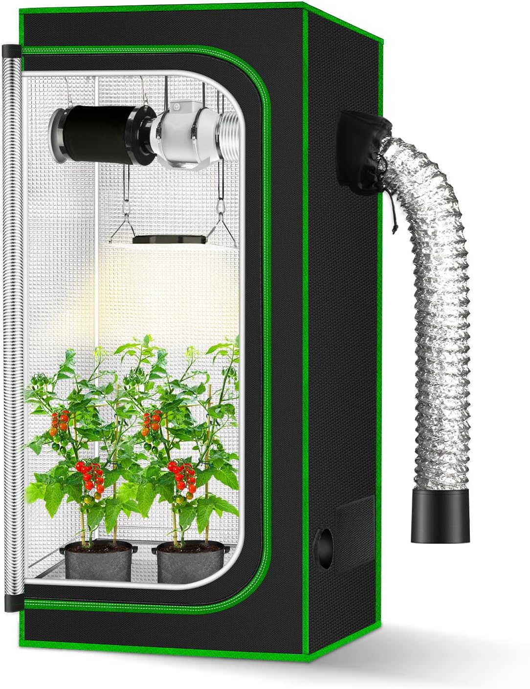 MELONFARM 2x2 Grow Tent, 24"x24"x48'' High Reflective 600D Diamond Mylar Canvas with Observation
