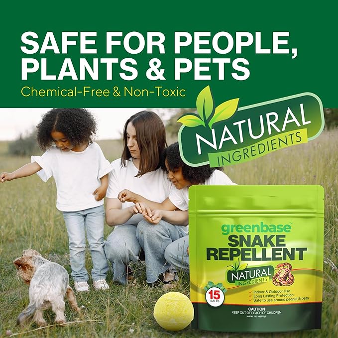 15 Pack Snake Repellent Balls for Yard – Natural Snake Away Repellent, Pet & Plant Safe, Indoor