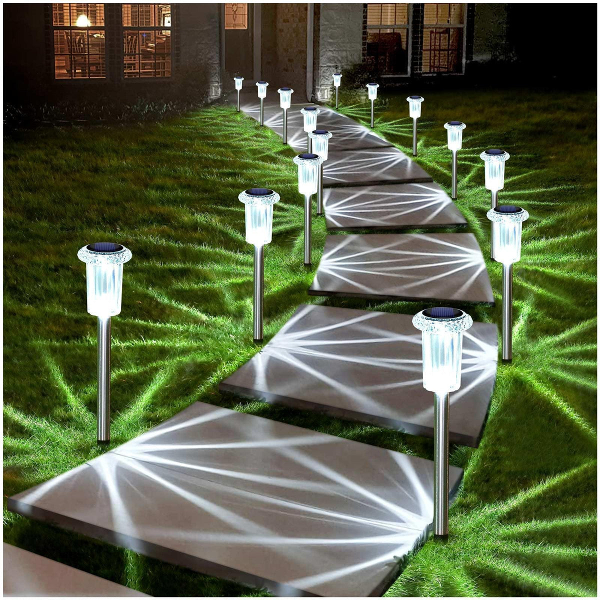 DenicMic Solar Lights Outdoor Waterproof 10 Pack Pathway Lights Cool White