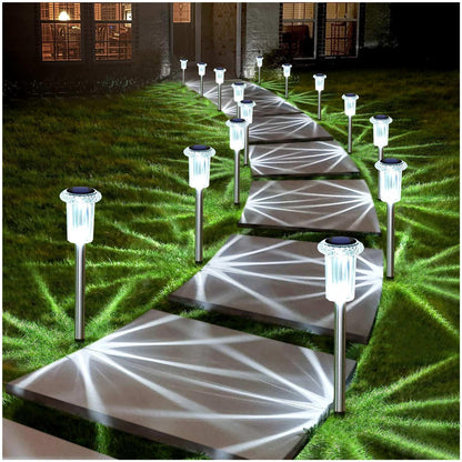 DenicMic Solar Lights Outdoor Waterproof 10 Pack Pathway Lights Cool White