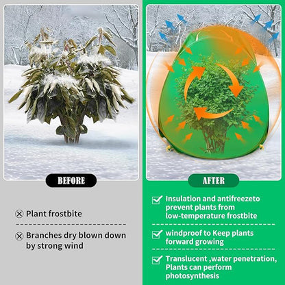 4 Pack Plant Covers Freeze Protection, Pop Up Shrub Frost Covers for Outdoor Plants Warm Plant