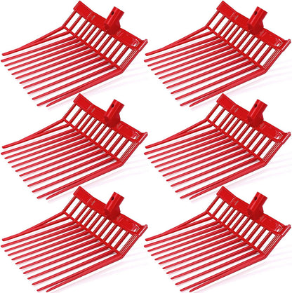 Lasnten 6 Pack Manure Fork Replacement Heads 12 Tines Heavy Duty Pitchfork Heads with Screws & Nuts