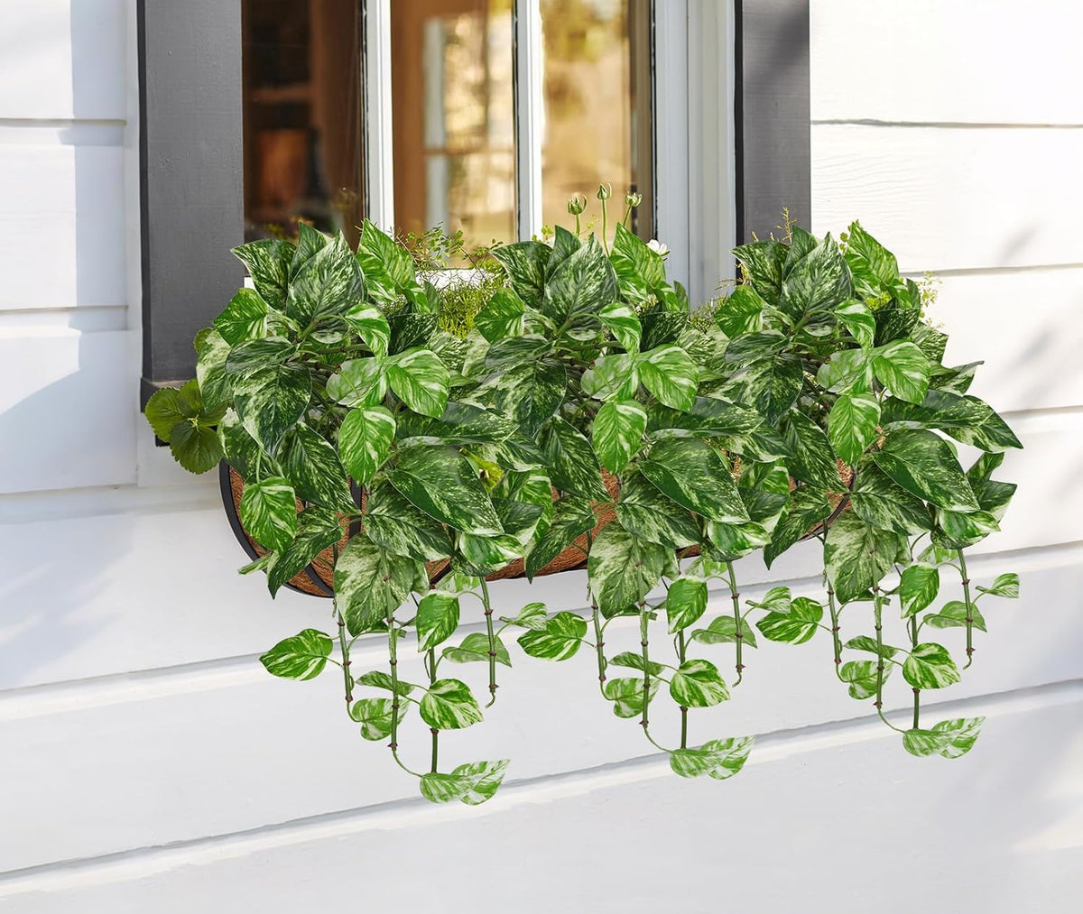 Hollyone Artificial Pothos Hanging Plants 25" Fake Ivy Vine Faux Ivy Pothos Leaves Hanging Plant