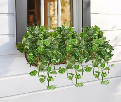 Hollyone Artificial Pothos Hanging Plants 25" Fake Ivy Vine Faux Ivy Pothos Leaves Hanging Plant