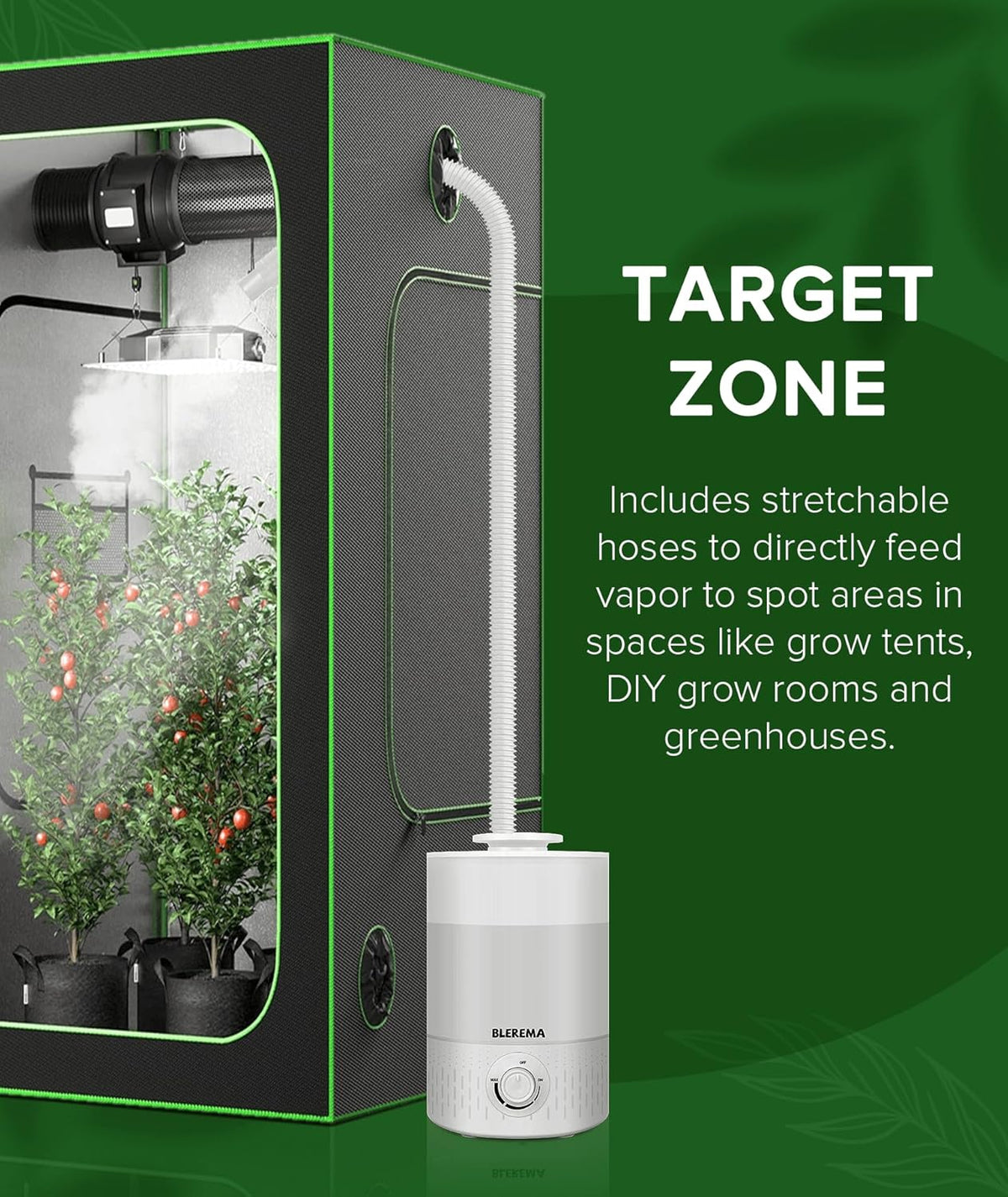 3L No Leak Plant Humidifiers for Grow Tent Greenhouse and Grow Room, Top-Fill, Auto Shut Off, with