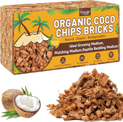 Legigo 1.1 LB Coco Husk Chips for Plants- 100% Organic Coconut Coir Chips Brick with Low EC & PH