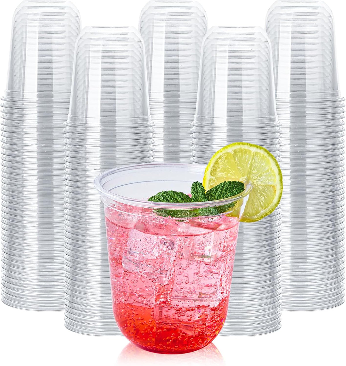 Vplus 12 oz Compostable Clear Plastic Cold Cups, 100 Pack Biodegradable Disposable Cups, BPA & PFAS