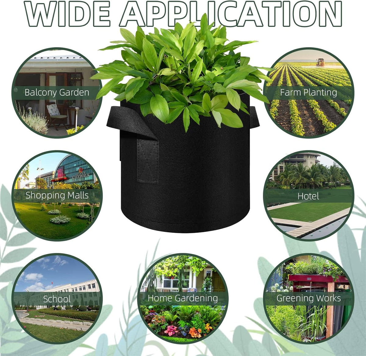 150-Pack 10 Gallon Grow Bags Bulk, Heavy Duty Thickened Nonwoven Fabric Pots with Handles, Felt