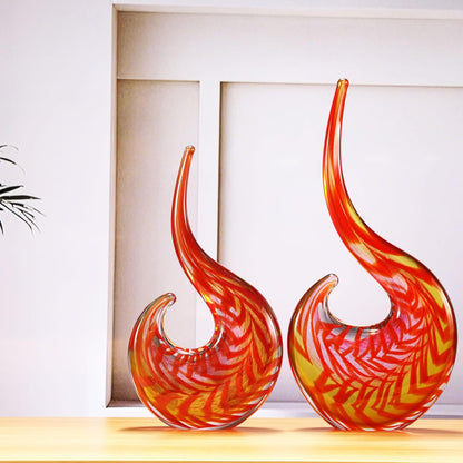 Luxury Lane Hand Blown Abstract Sun Conure Sommerso Art Glass Sculpture for Home Decor 15 inch Tall