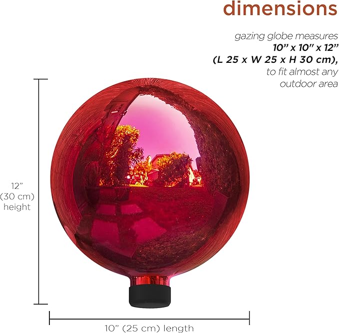Alpine Corporation 10" Diameter Indoor Outdoor Glass Gazing Globe Yard Decor, Red
