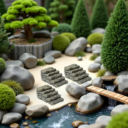 3 Pcs Miniature Resin Bridge Stair Stone Straight Bridge Stairs Stone Steps Garden Fairy Ornament