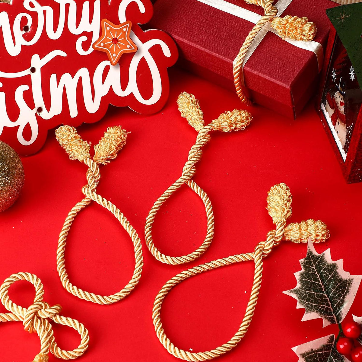 Shappy 24 Pieces Christmas Garland Banister Ties Christmas Decorative Reusable and Flexible Twist